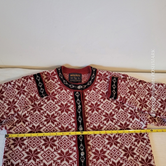 ❤️WOOLRICH classic timeless quality wool cardigan metal buttons Nordic fair isle - Picture 4 of 17